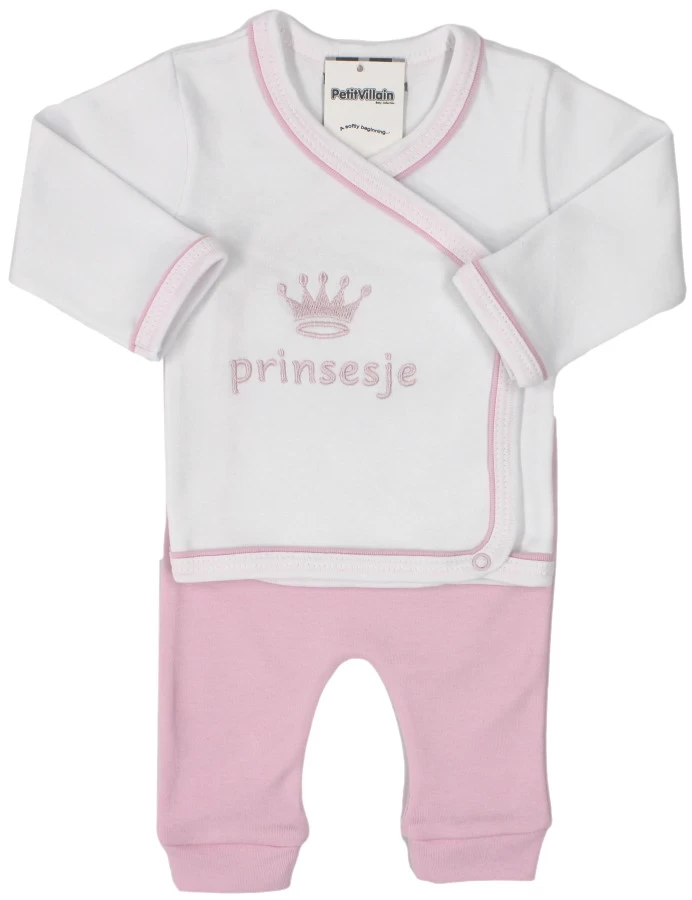 Petit Villain Prinsesje Wit/Roze Maat 56 2-delige Set 3 Petit Villain Prinsesje Wit/Roze Maat 56 2-delige Set