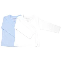 Petit Villain Extra Soft Uni Blauw/Wit Maat 50 Lange Mouw Overslagtruitje 2 Stuks