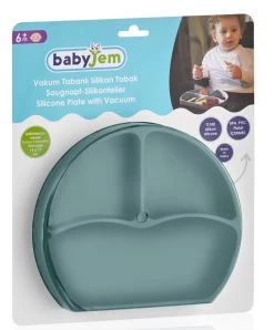 Babyjem Grijs Siliconen Bordje 715 -Babyproducten  Winkel babyjem mint siliconen bordje 715 4 1