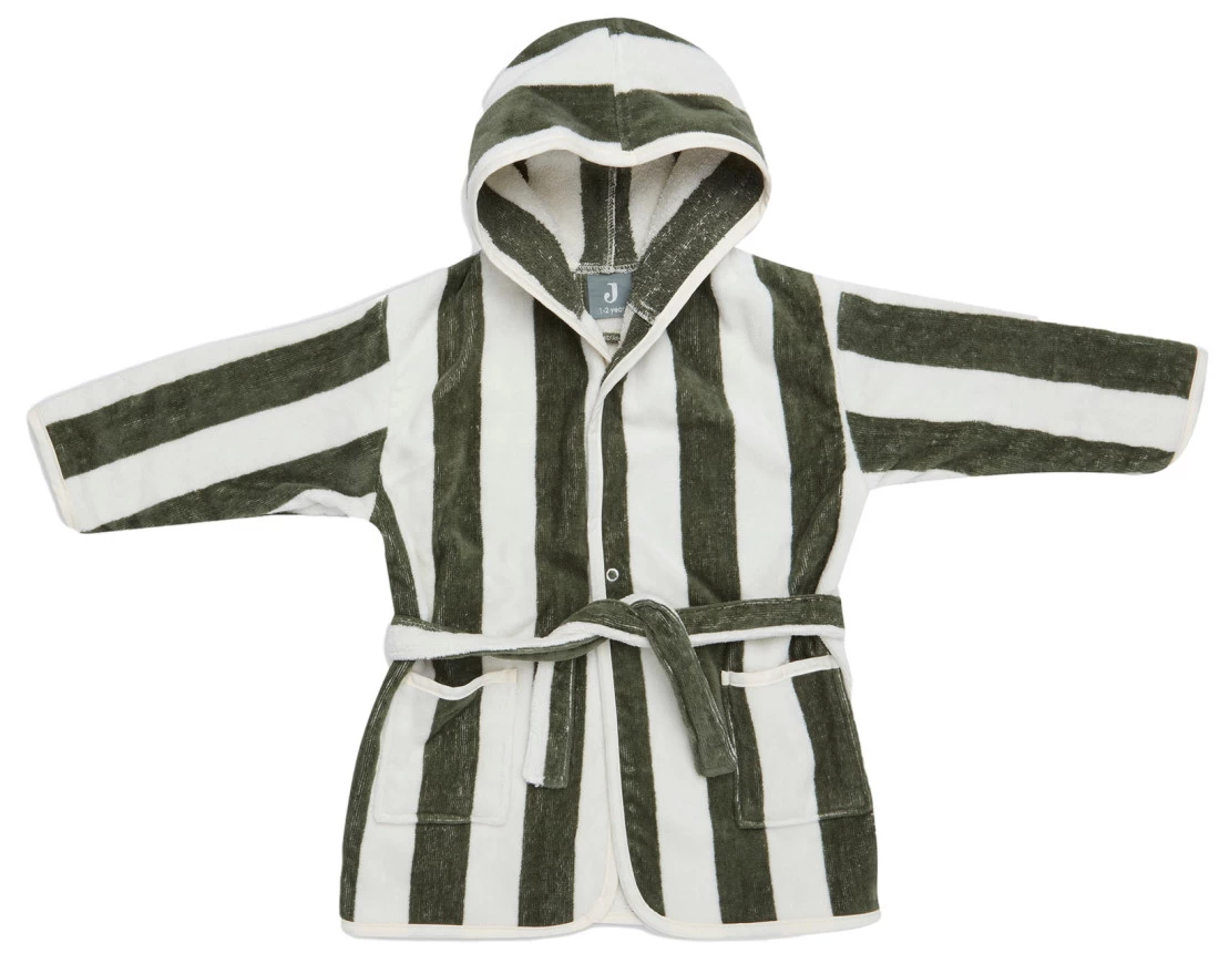 Jollein Stripe Terry Leaf Green 3-4jr Badjas 060-809-67001
