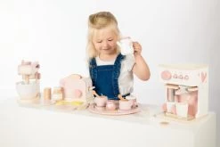 Label Label Roze Houten Espresso Machine LLWT-24883 -Babyproducten  Winkel label label roze houten keukenaccessoires