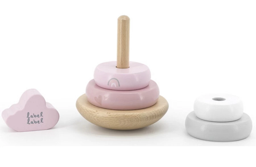 Label Label Roze Houten Tuimelring Piramide LLWT-25224 4 Label Label Roze Houten Tuimelring Piramide LLWT-25224 - Afbeelding 2