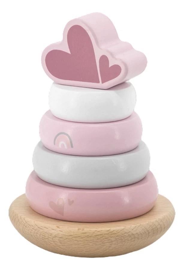 Label Label Roze Houten Tuimelring Piramide LLWT-25224 3 Label Label Roze Houten Tuimelring Piramide LLWT-25224