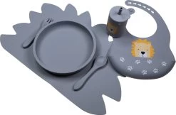 Tryco Dusty Blue Siliconen Bord TR-392819 -Babyproducten  Winkel lion dusty blue silicone collection 02 2