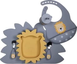 Tryco Lion Honey Gold Siliconen Bord TR-392815 -Babyproducten  Winkel lion dusty blue silicone collection 03 2