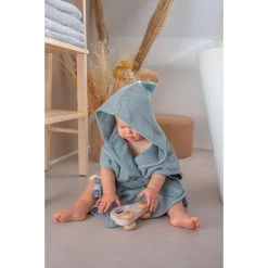 Label Label Silver Blue Badstof/Hydrofiel Badjas LLTT-934673 -Babyproducten  Winkel lltt 934673 bath robe silver blue 01 1