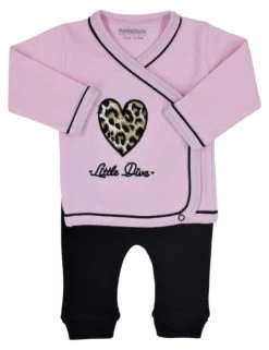 Petit Villain 'Little Diva' Roze/Zwart 2-delige Set