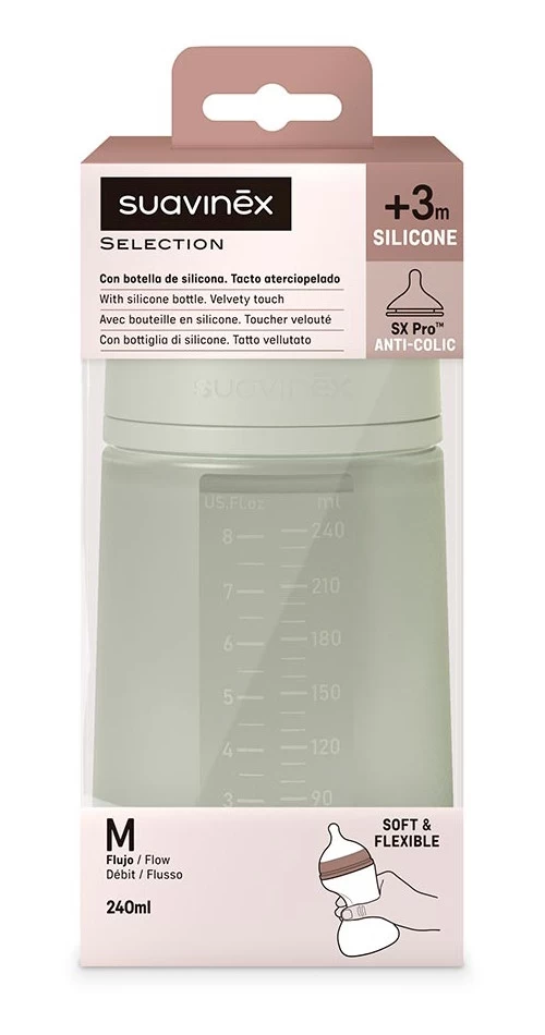 Suavinex Essence Green Medium Flow 240 Ml Silicone Fles SXSEX20081184 - Afbeelding 3